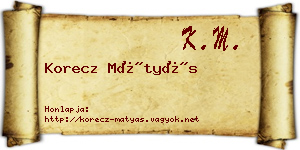Korecz Mátyás névjegykártya