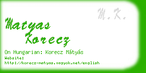 matyas korecz business card
